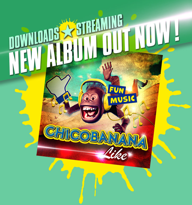 Crazy excited and happy orangutang saying stream Chicobananas full album LIKE now!